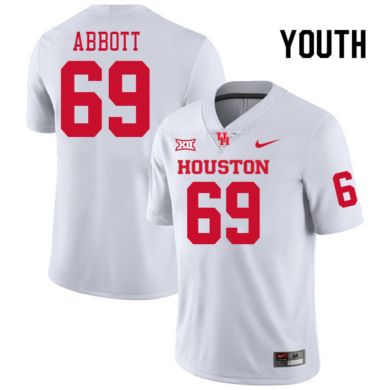 Youth #69 Alex Abbott Houston Cougars College Football Jerseys Stitched-White